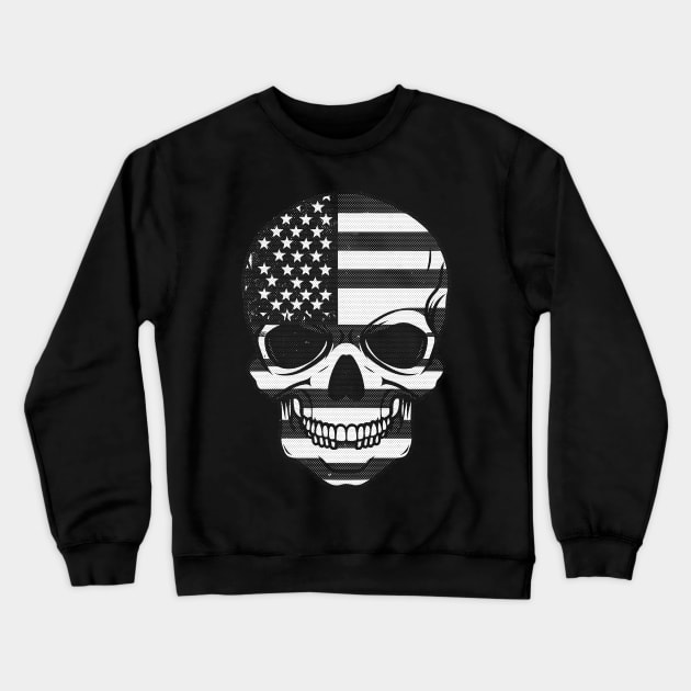 Skull America Glitch Crewneck Sweatshirt by Outrageous Flavors